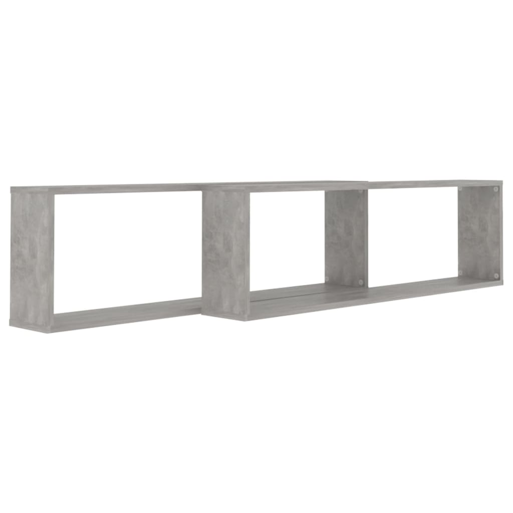 Cube wall shelves 2 pcs gray concrete 100x15x30 cm agglomerated