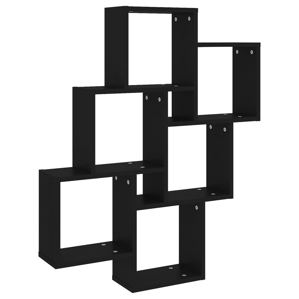 Étagère cube murale Noir 78x15x93 cm Aggloméré