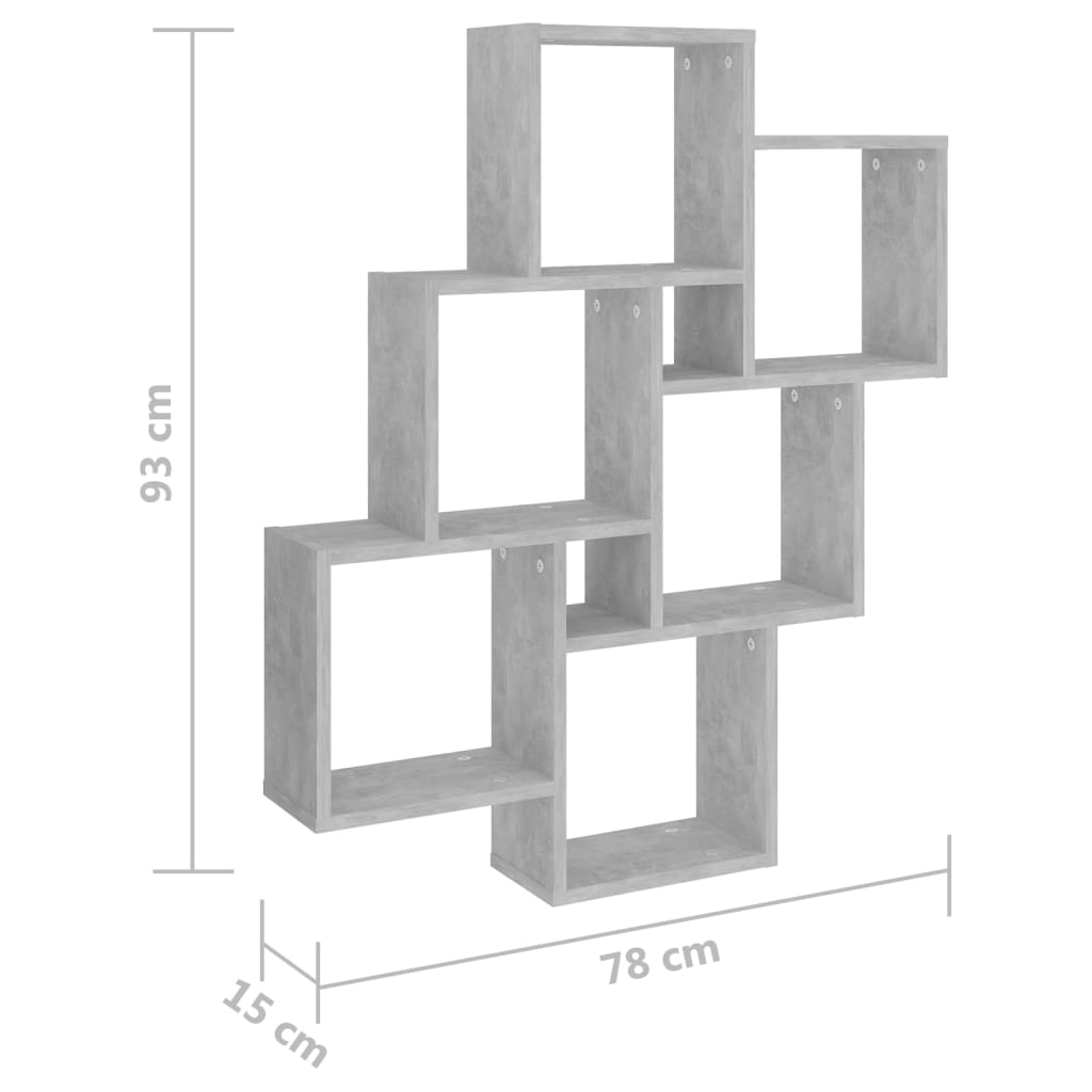 Étagère cube murale Gris béton 78x15x93 cm Aggloméré