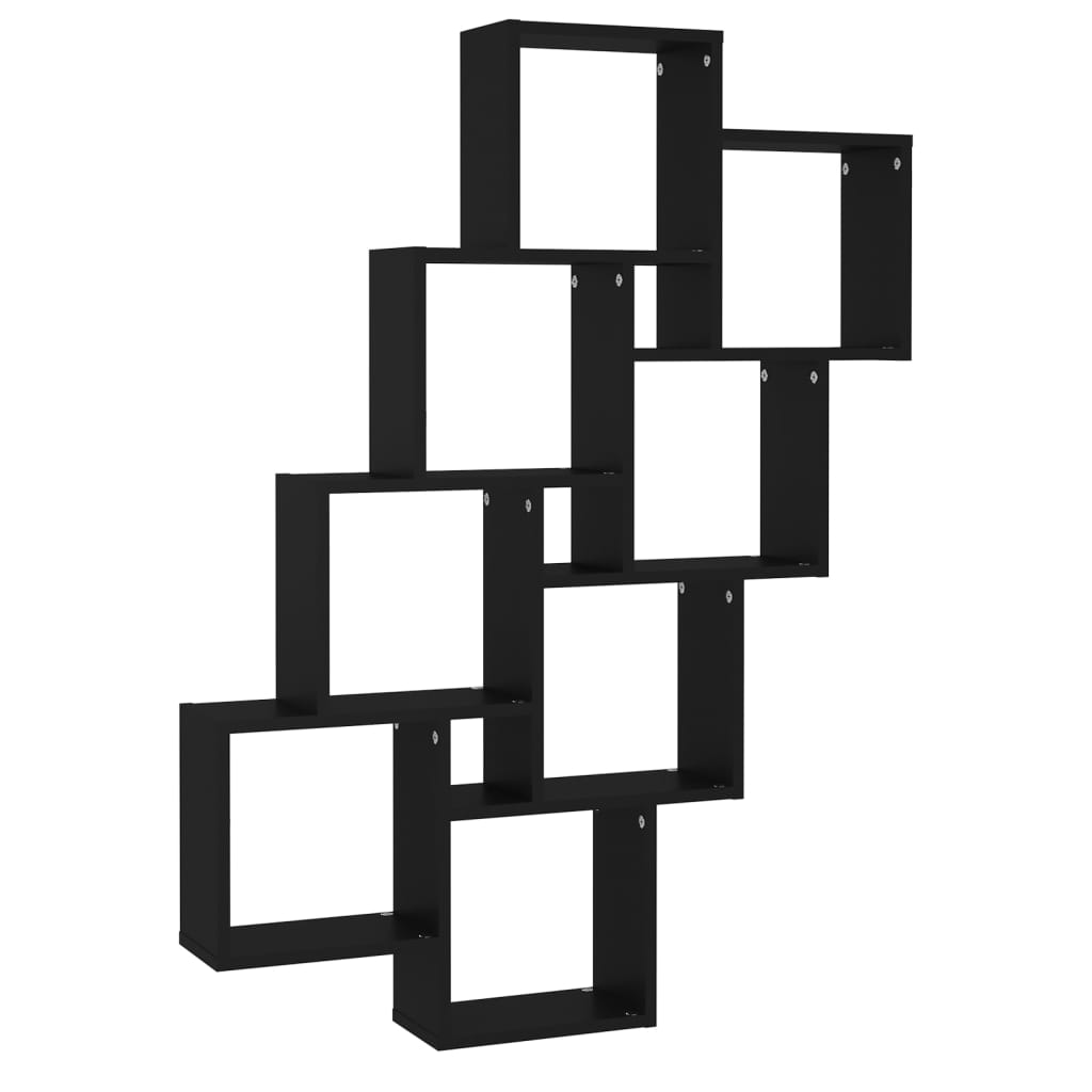 Black wall cube shelf 90x15x119 cm agglomerated
