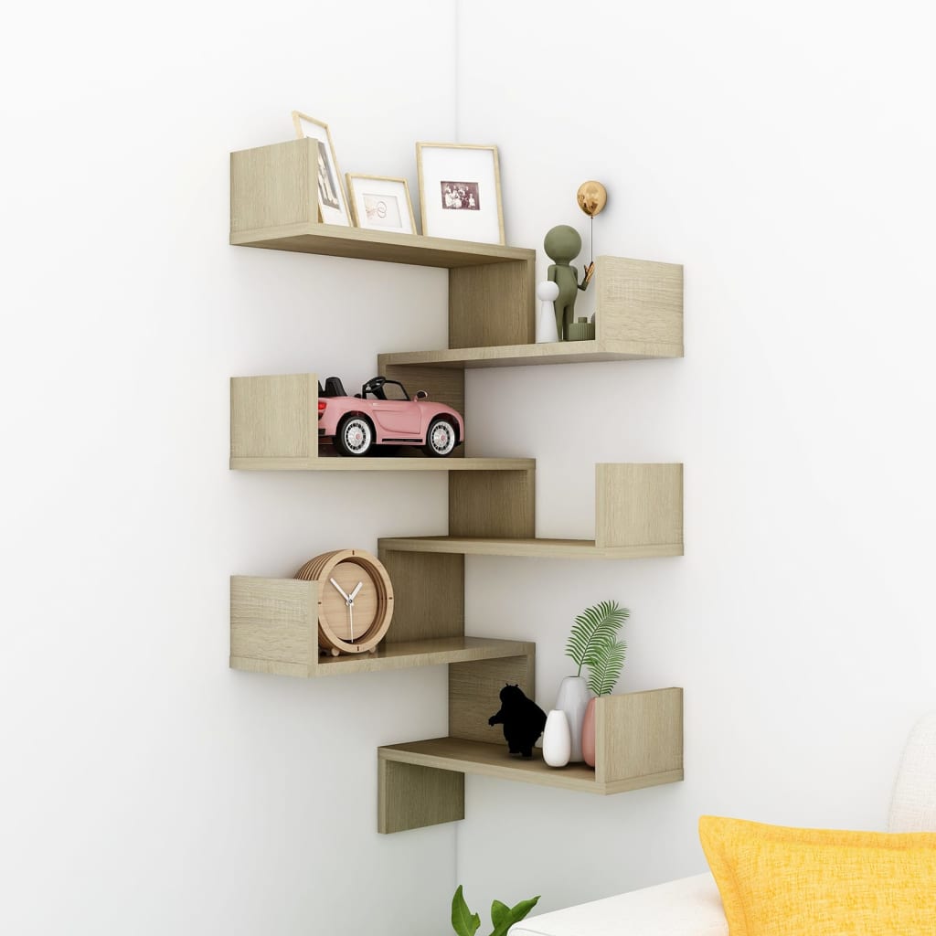 Corner wall shelves 2 pcs Sonoma oak 40x40x50 cm