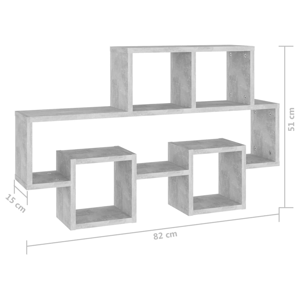 Wall shelf Gray Concrete Gray 82x15x51 cm Agglomerated