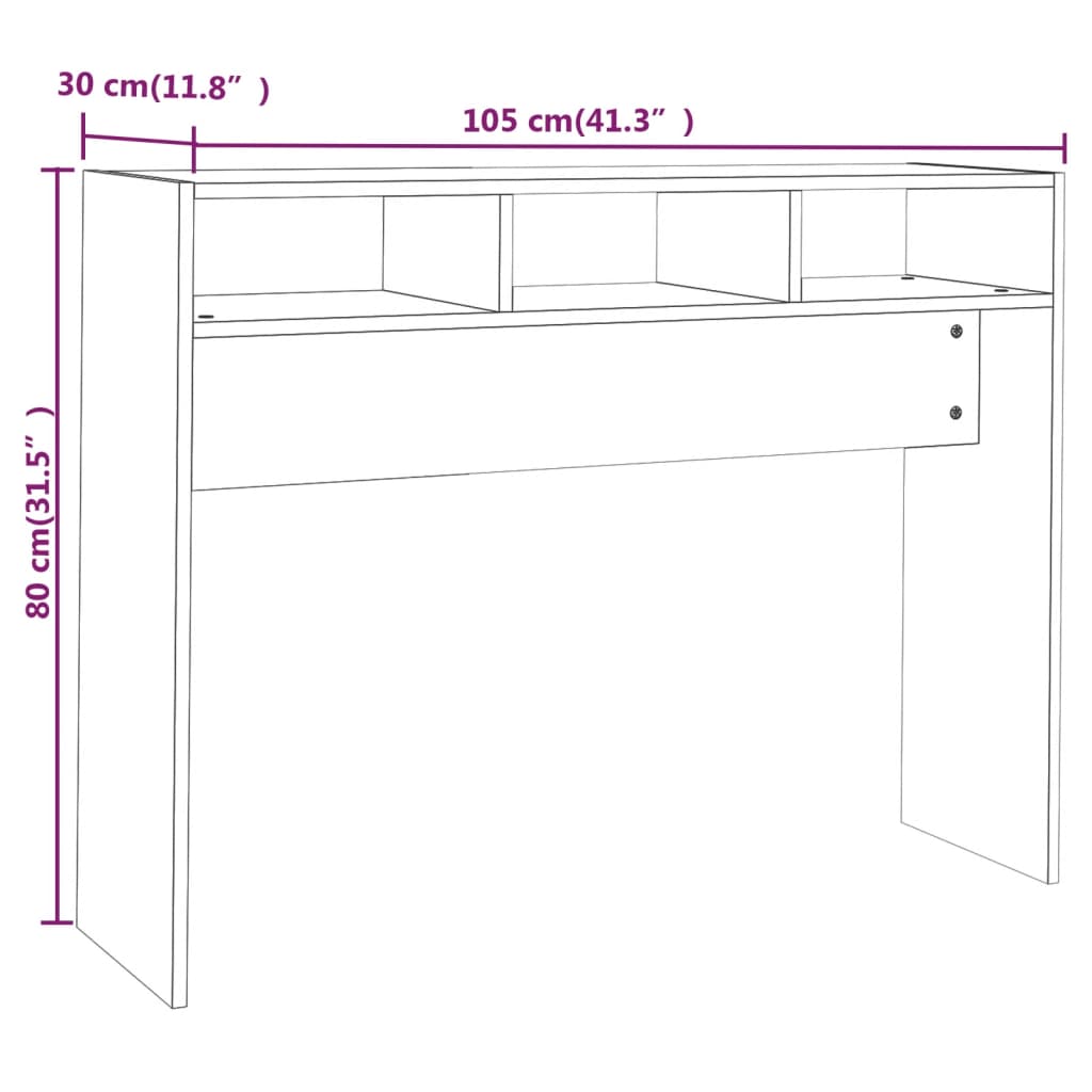 Table console Blanc 105x30x80 cm Aggloméré