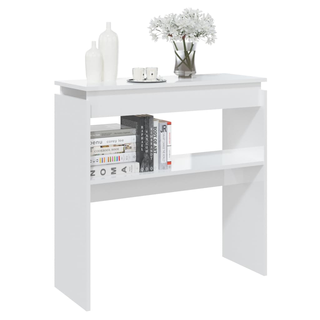 Table console Blanc brillant 80x30x80 cm Aggloméré