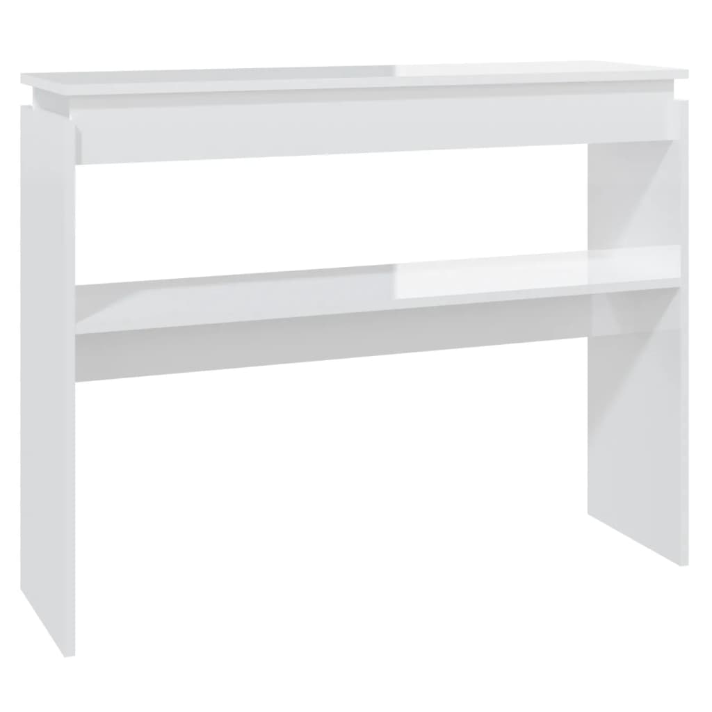 Table console Blanc brillant 102x30x80 cm Aggloméré