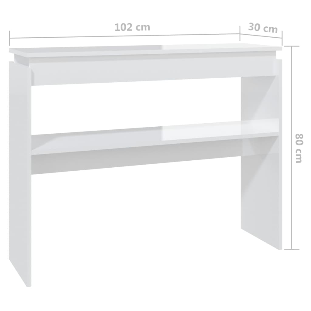 Brilliant white console table 102x30x80 cm agglomerated