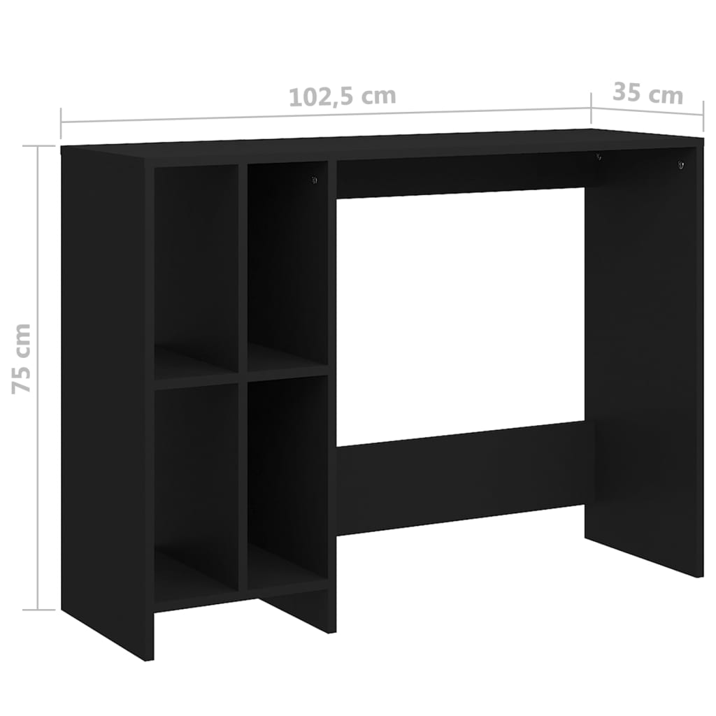 Black laptop desk 102.5x35x75 cm agglomerated