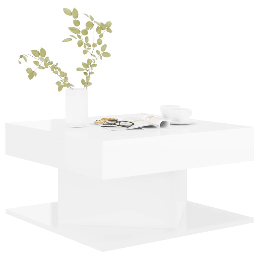 Tavolino Bianco lucido 57x57x30 cm Truciolare