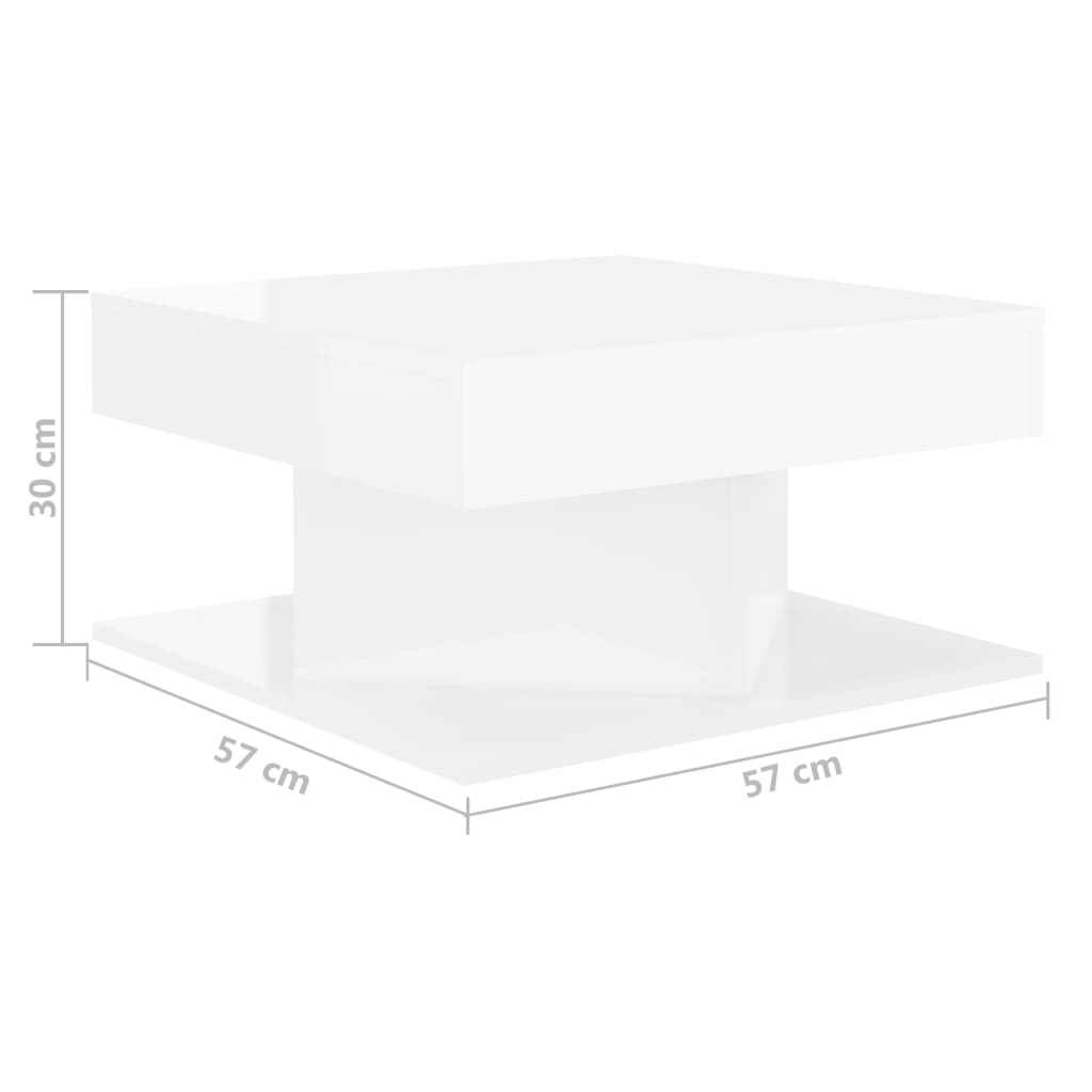 Table basse Blanc brillant 57x57x30 cm Aggloméré