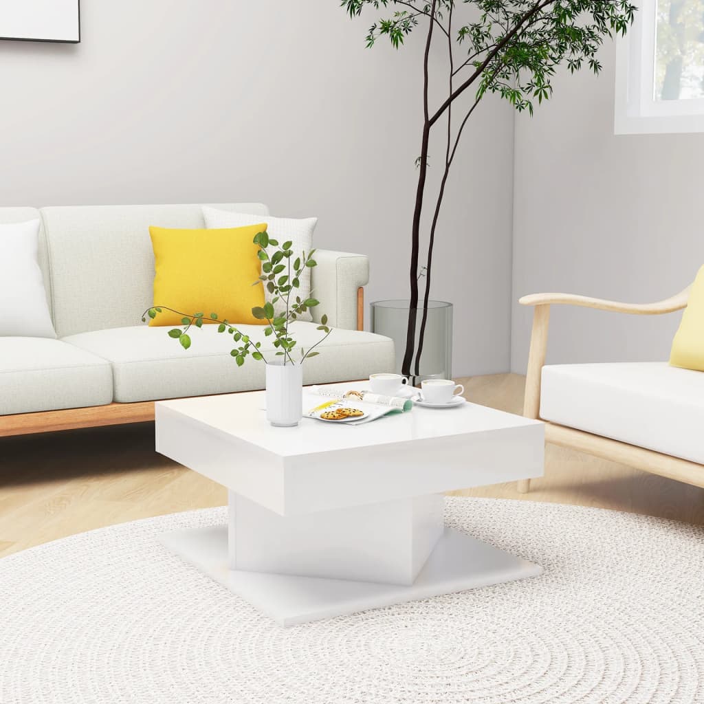 Brilliant white coffee table 57x57x30 cm agglomerated