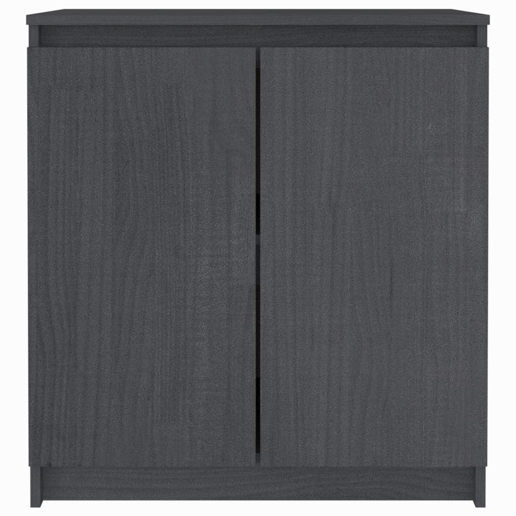 Gray side cabinet 60x36x65 cm Solid pine wood