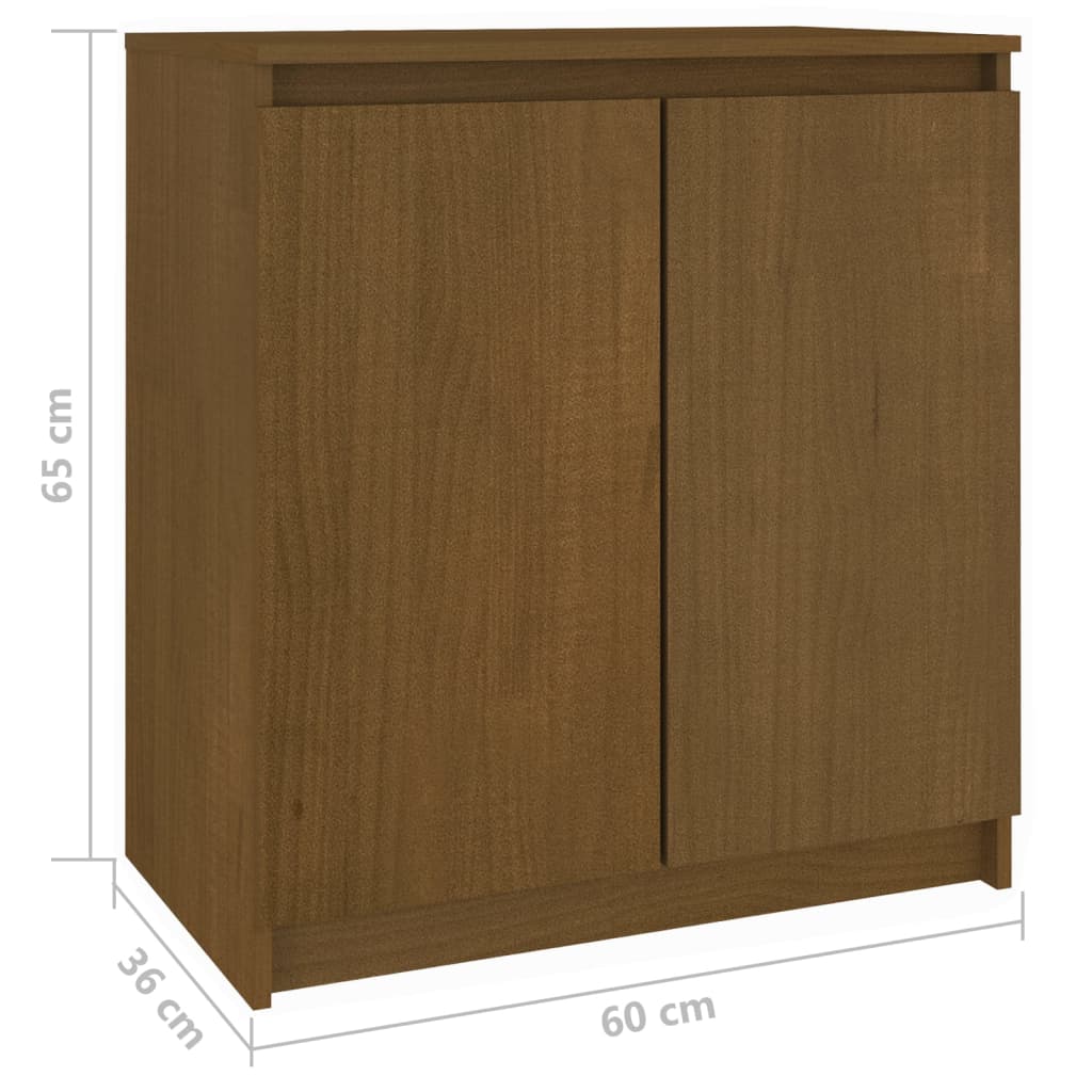 Honey brown side cabinet 60x36x65 cm solid pine wood