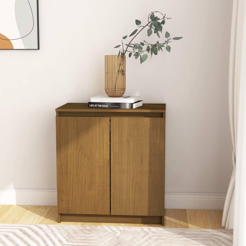 Honey brown side cabinet 60x36x65 cm solid pine wood