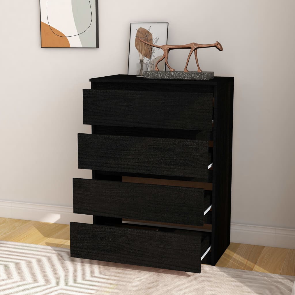 Black extra cabinet 60x36x84 cm Solid pine wood