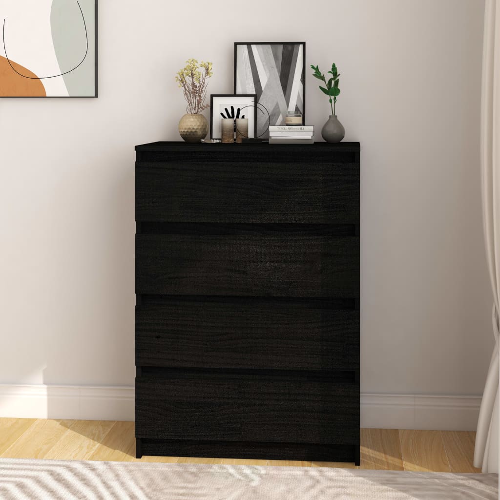 Black extra cabinet 60x36x84 cm Solid pine wood