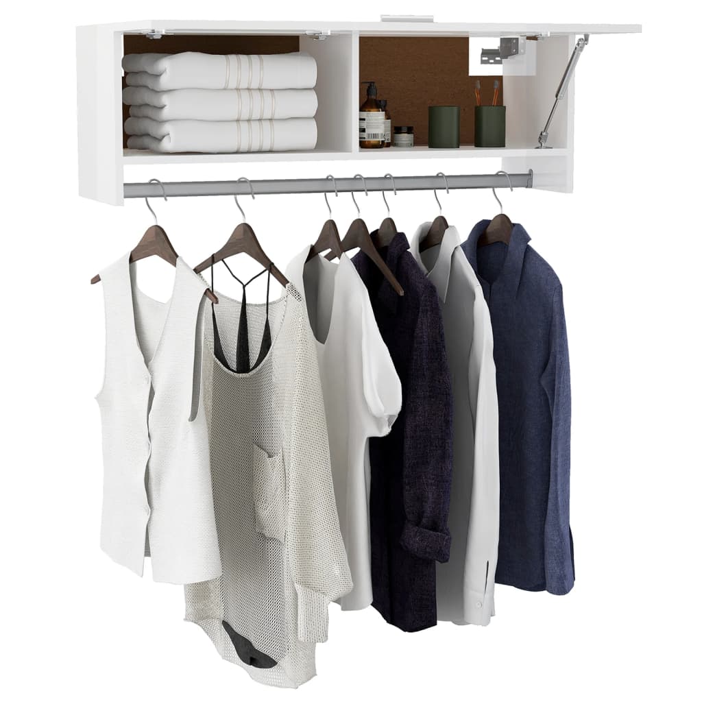 Garde-robe Blanc brillant 100x32,5x35 cm Aggloméré