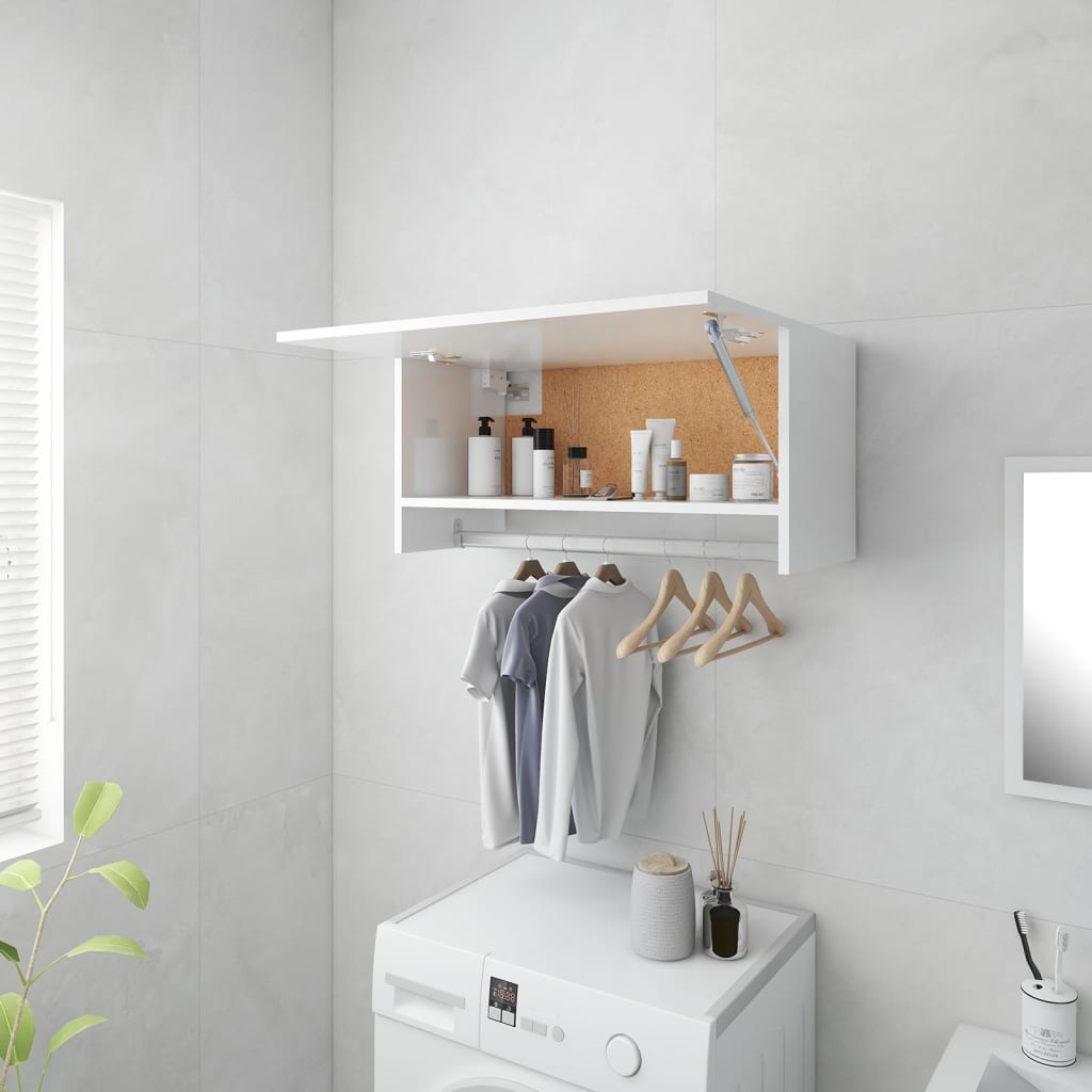 Shiny white wardrobe 70x32.5x35 cm agglomerated