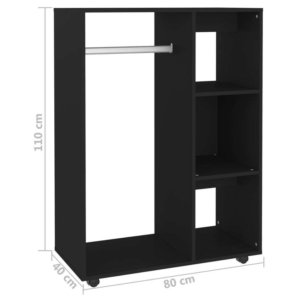 Black wardrobe 80x40x110 cm agglomerated
