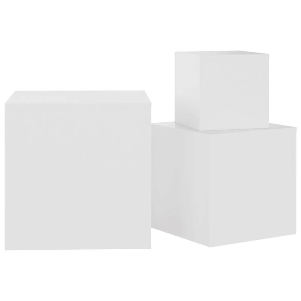 Tavolini 3 pezzi in truciolare bianco