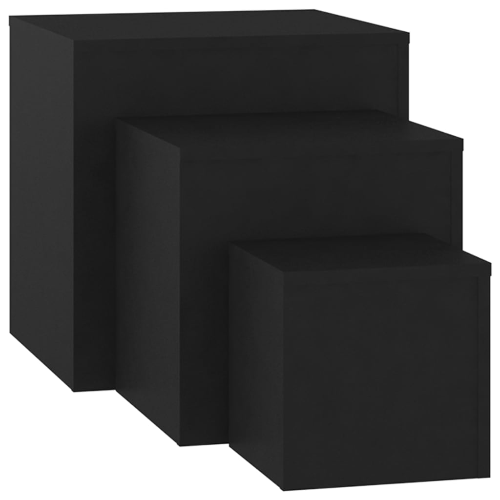 Tavolini laterali 3 pezzi in truciolare nero
