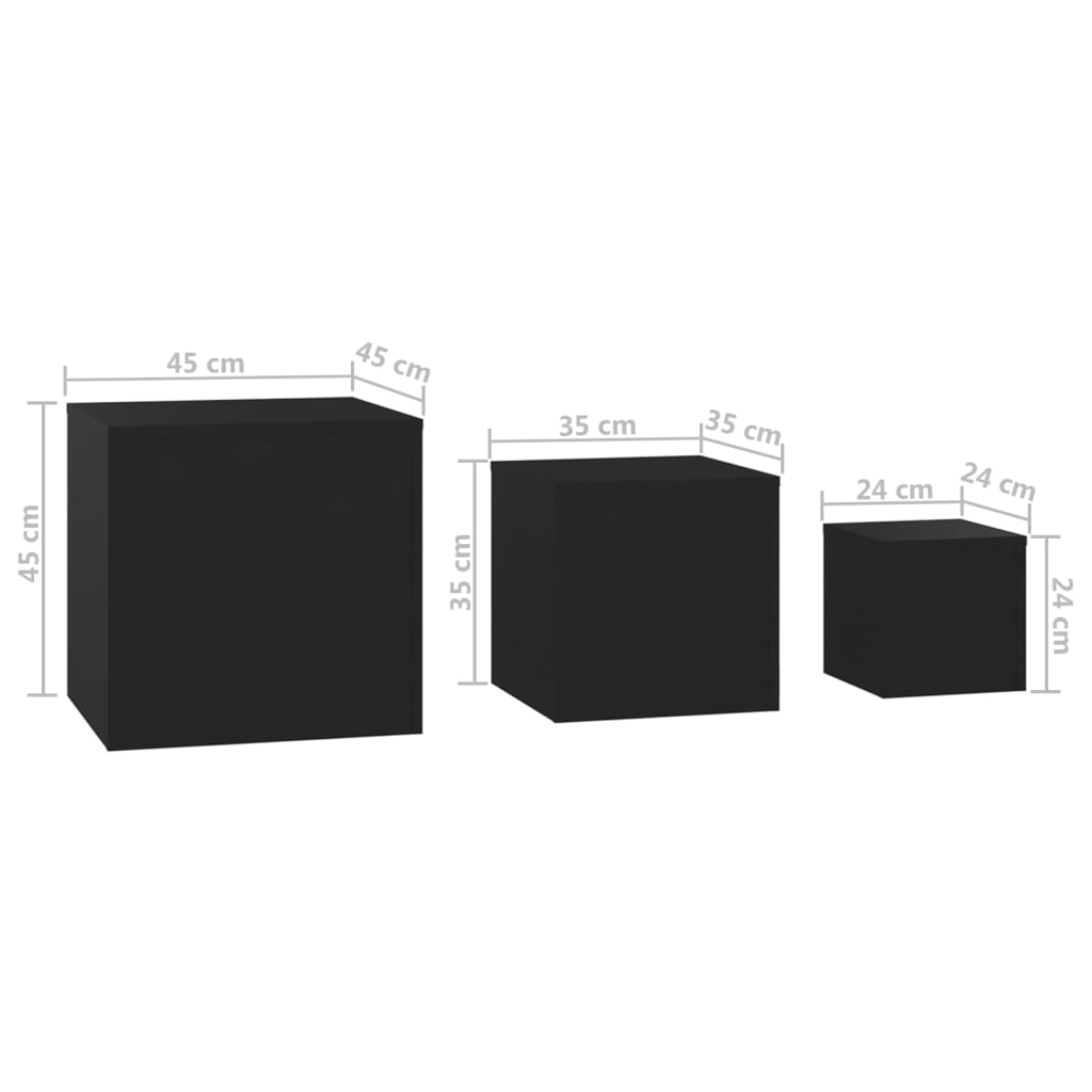 A referral tables 3 pcs black agglomerated