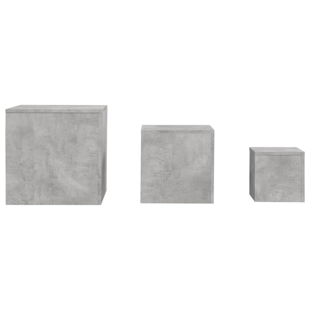 Tavolini laterali 3 pz. Truciolare grigio cemento
