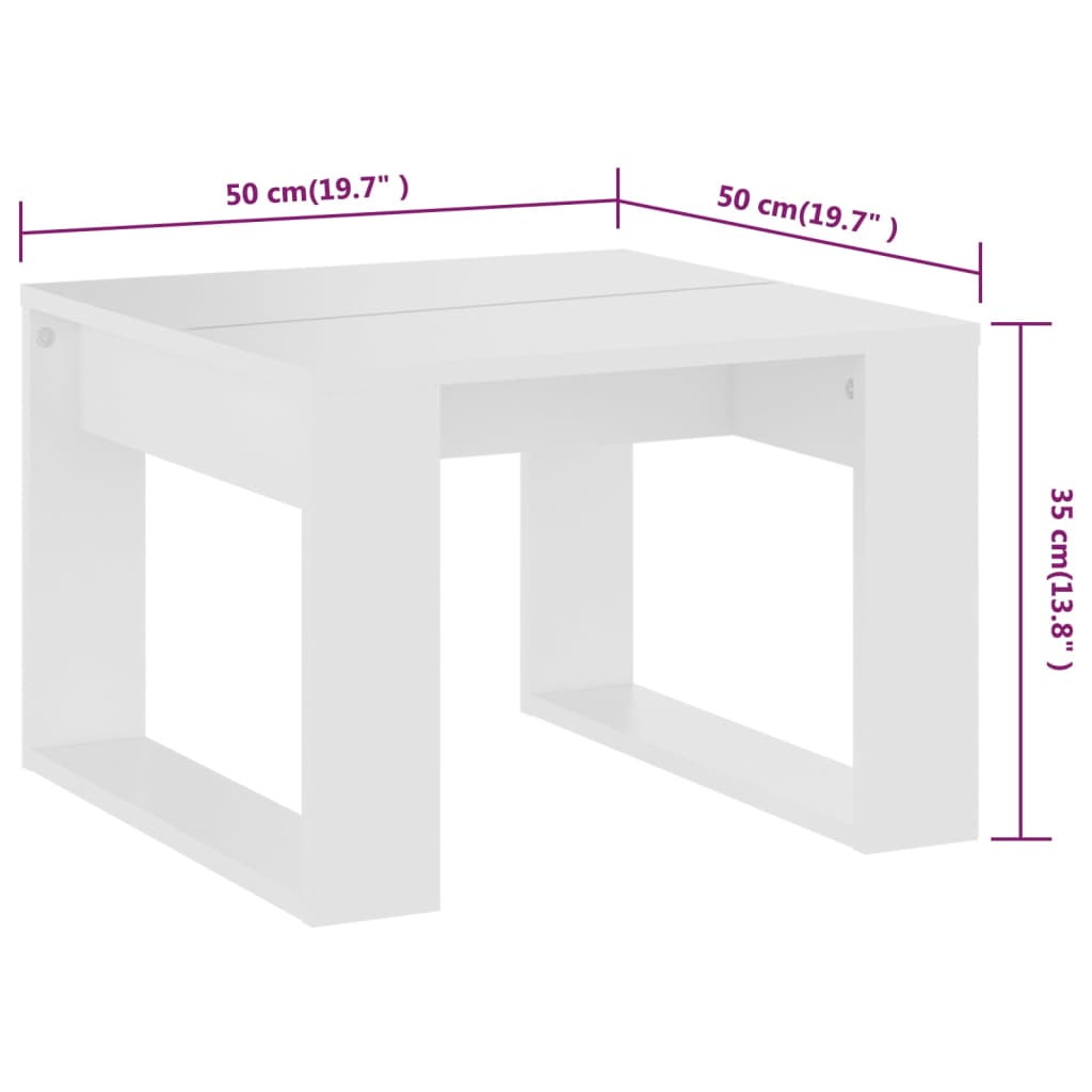 Weißer Seitentisch 50x50x35 cm agglomeriert