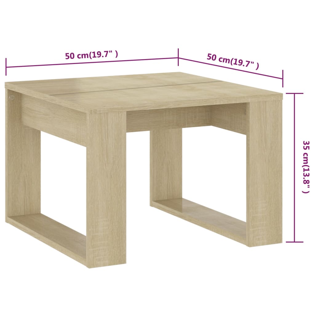 Tavolino rovere Sonoma 50x50x35 cm Truciolare