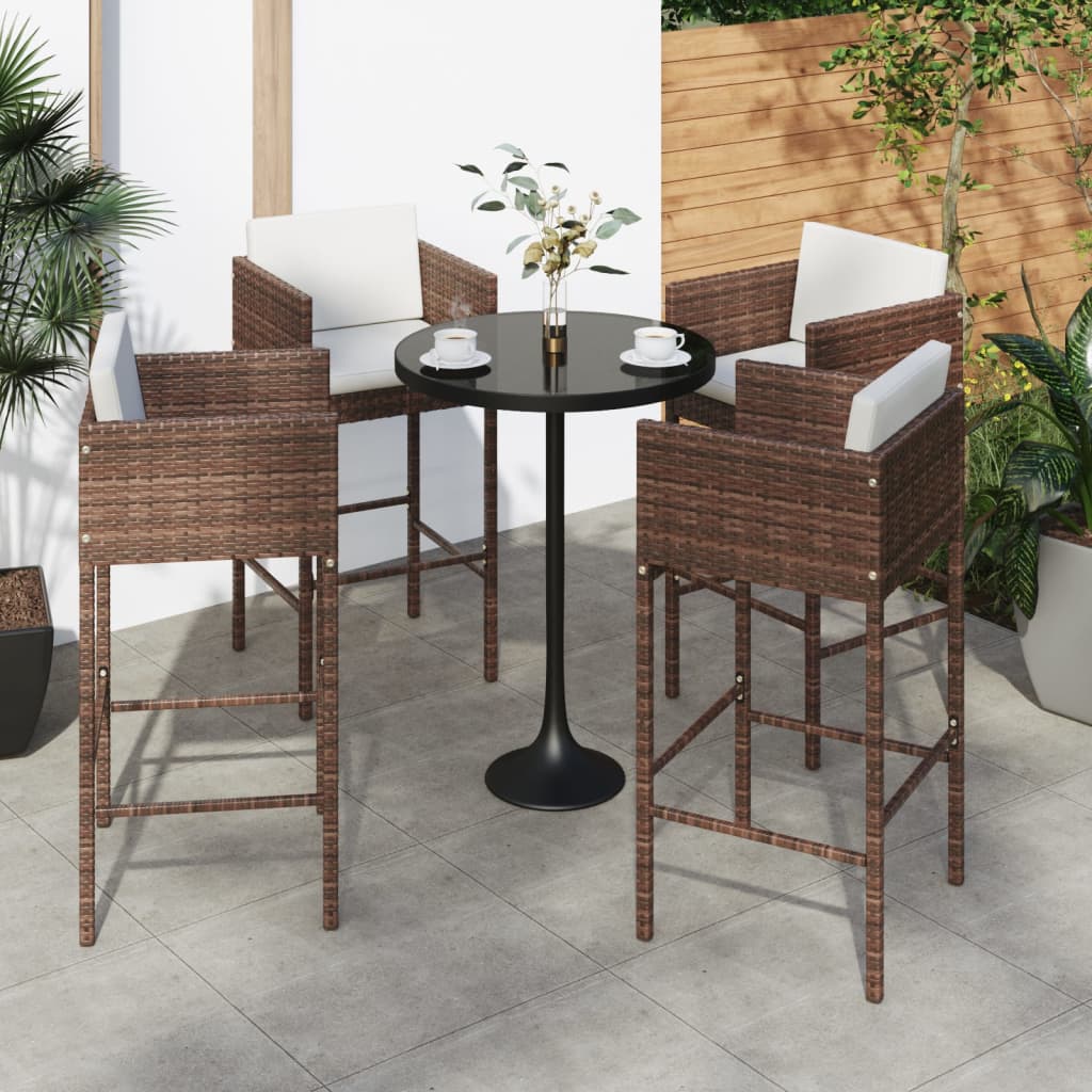 Lot 4 bar stools with braided brown cushions