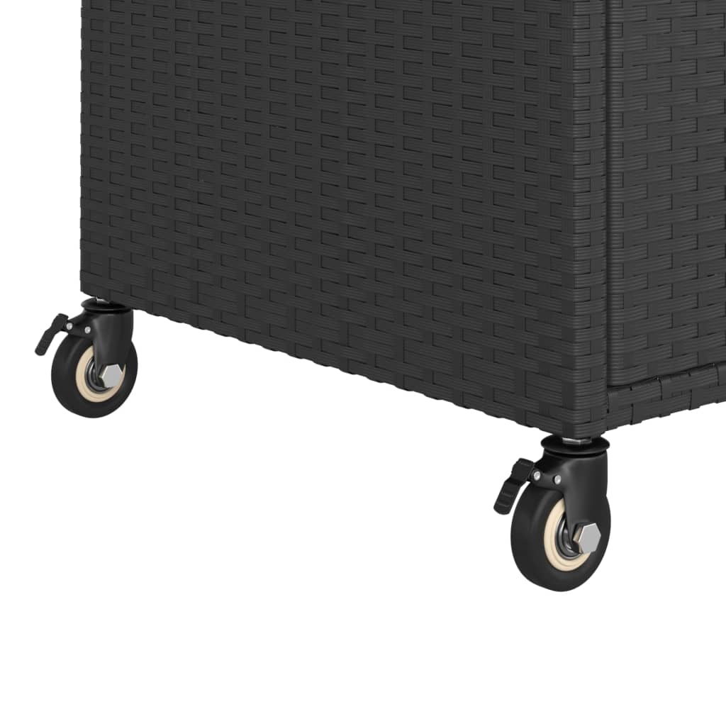 Bar cart with black drawer 100x45x97 cm braided resin