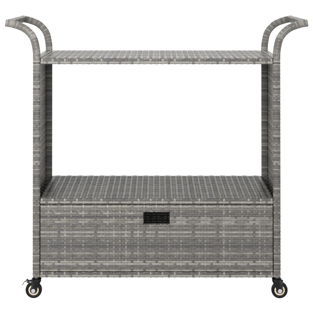 Bar trolley with gray drawer 100x45x97 cm braided resin
