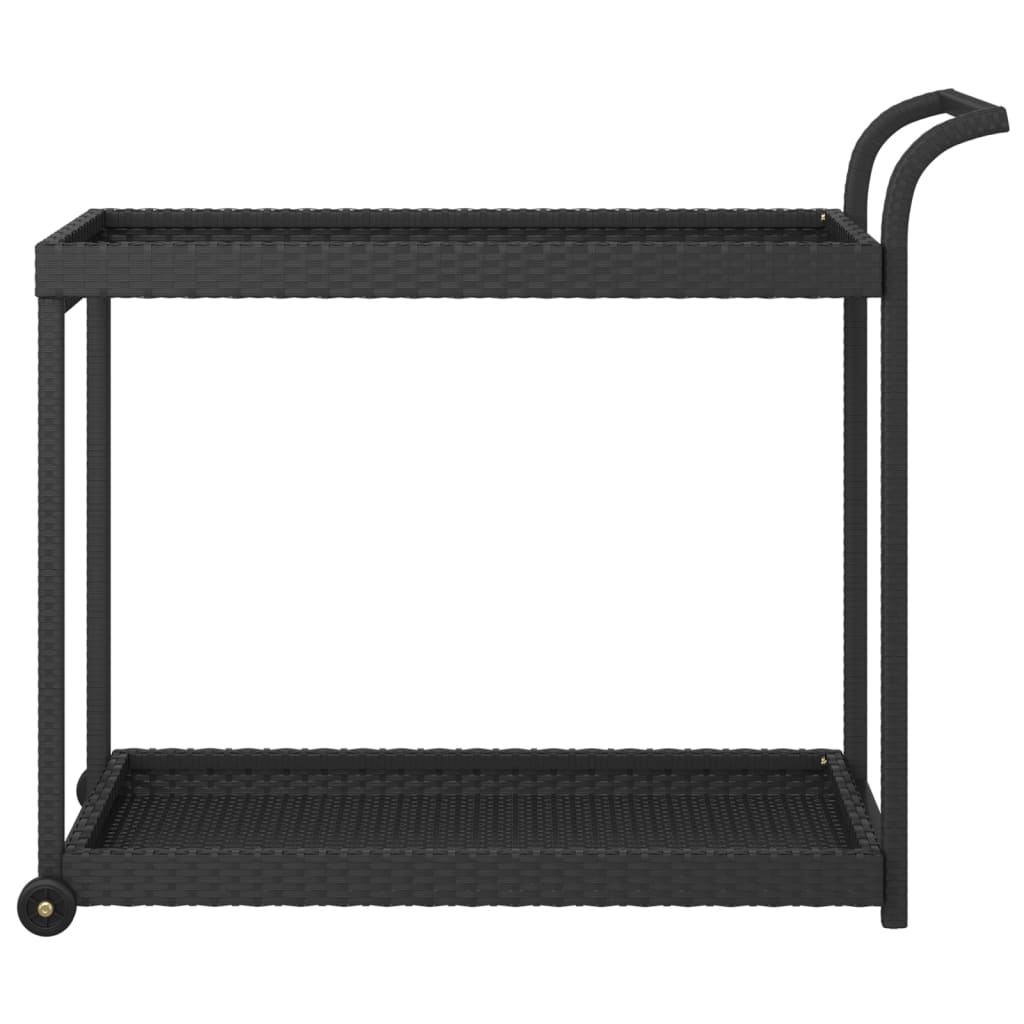 Black bar cart 100x45x83 cm braided resin