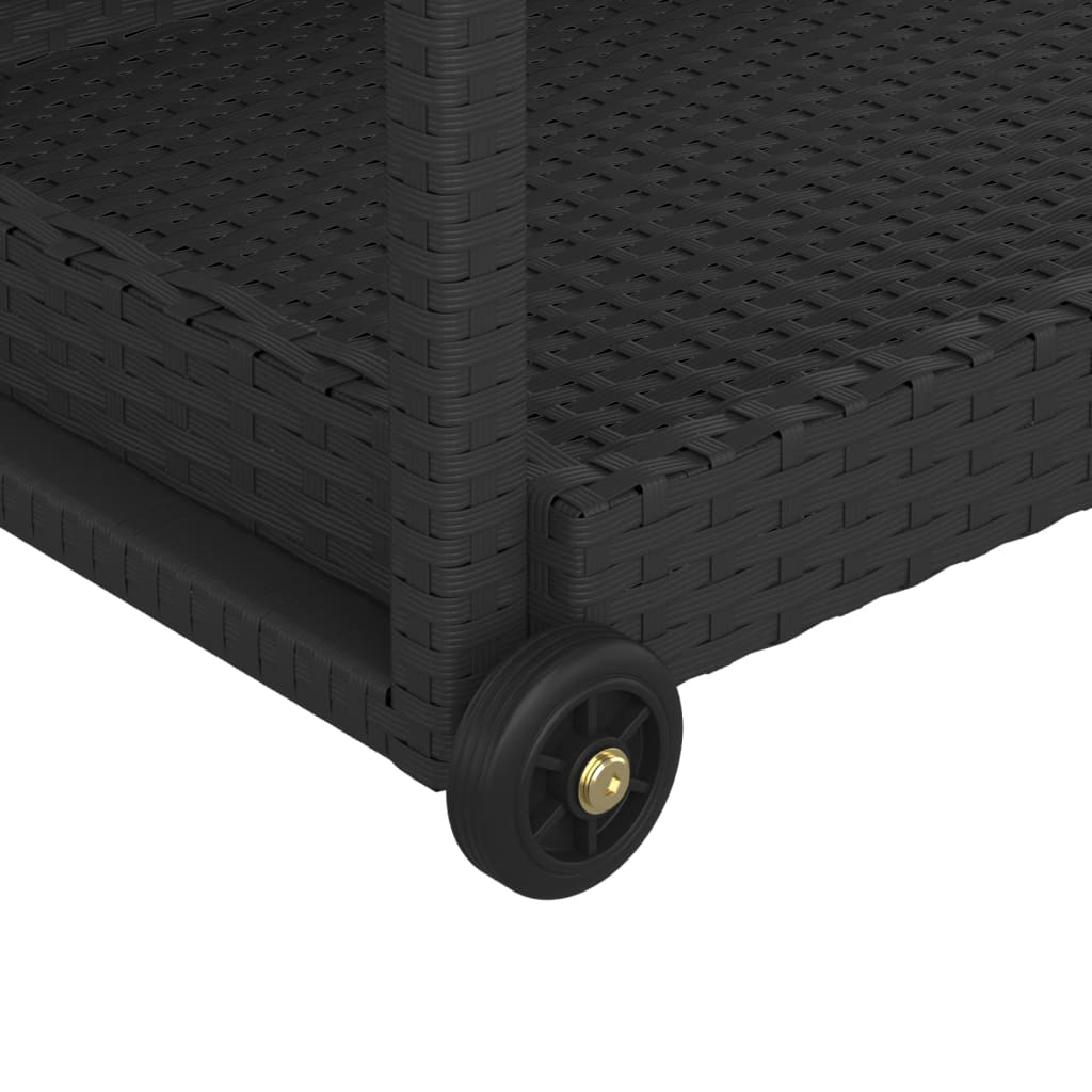 Black bar cart 100x45x83 cm braided resin