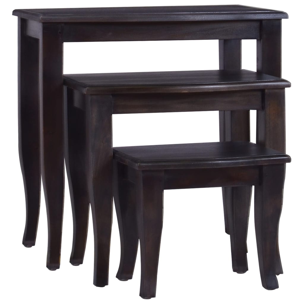 Single tables 3 pcs light black mahogany wood