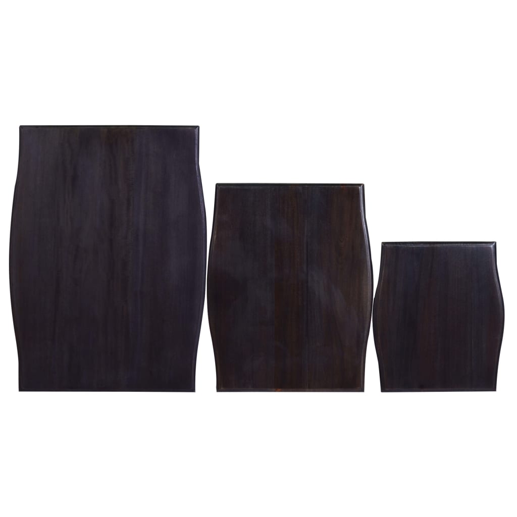Single tables 3 pcs light black mahogany wood
