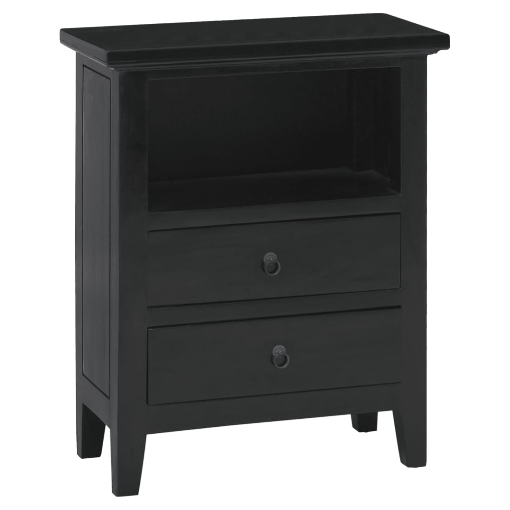 Black bedside table 60x30x75 cm solid mahogany wood