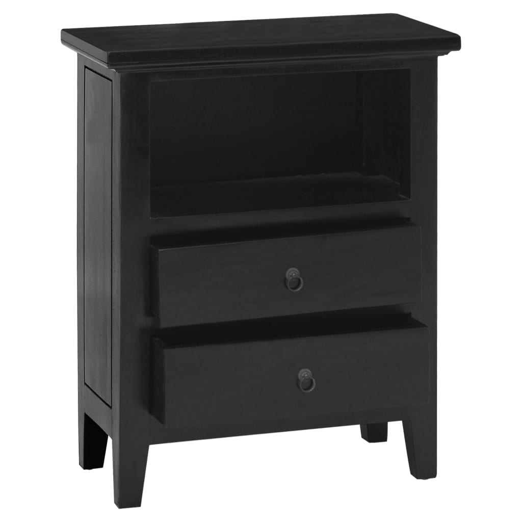 Comodino nero 60x30x75 cm in legno massello di mogano