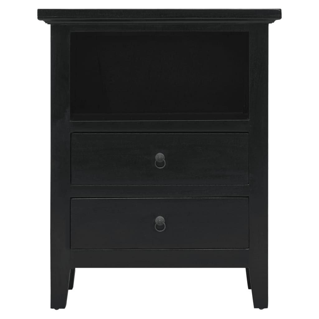 Comodino nero 60x30x75 cm in legno massello di mogano