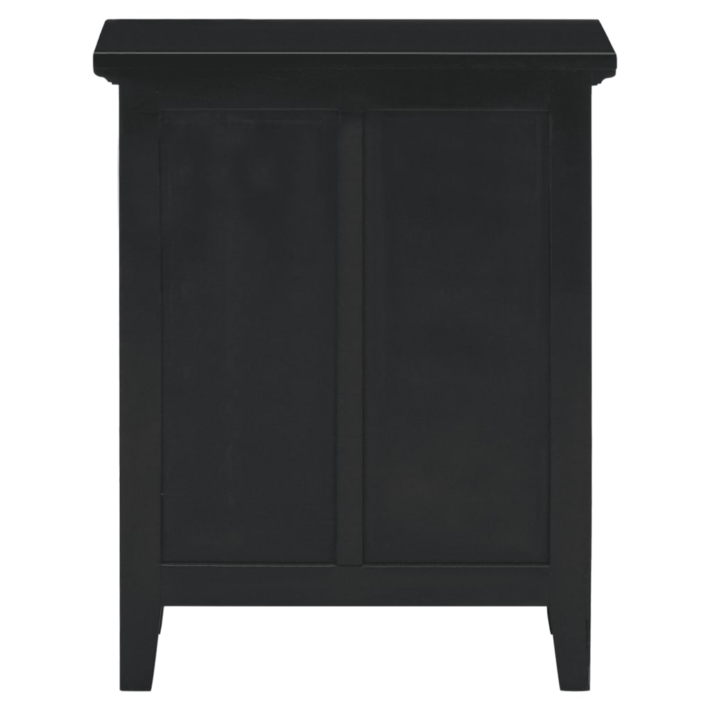 Comodino nero 60x30x75 cm in legno massello di mogano