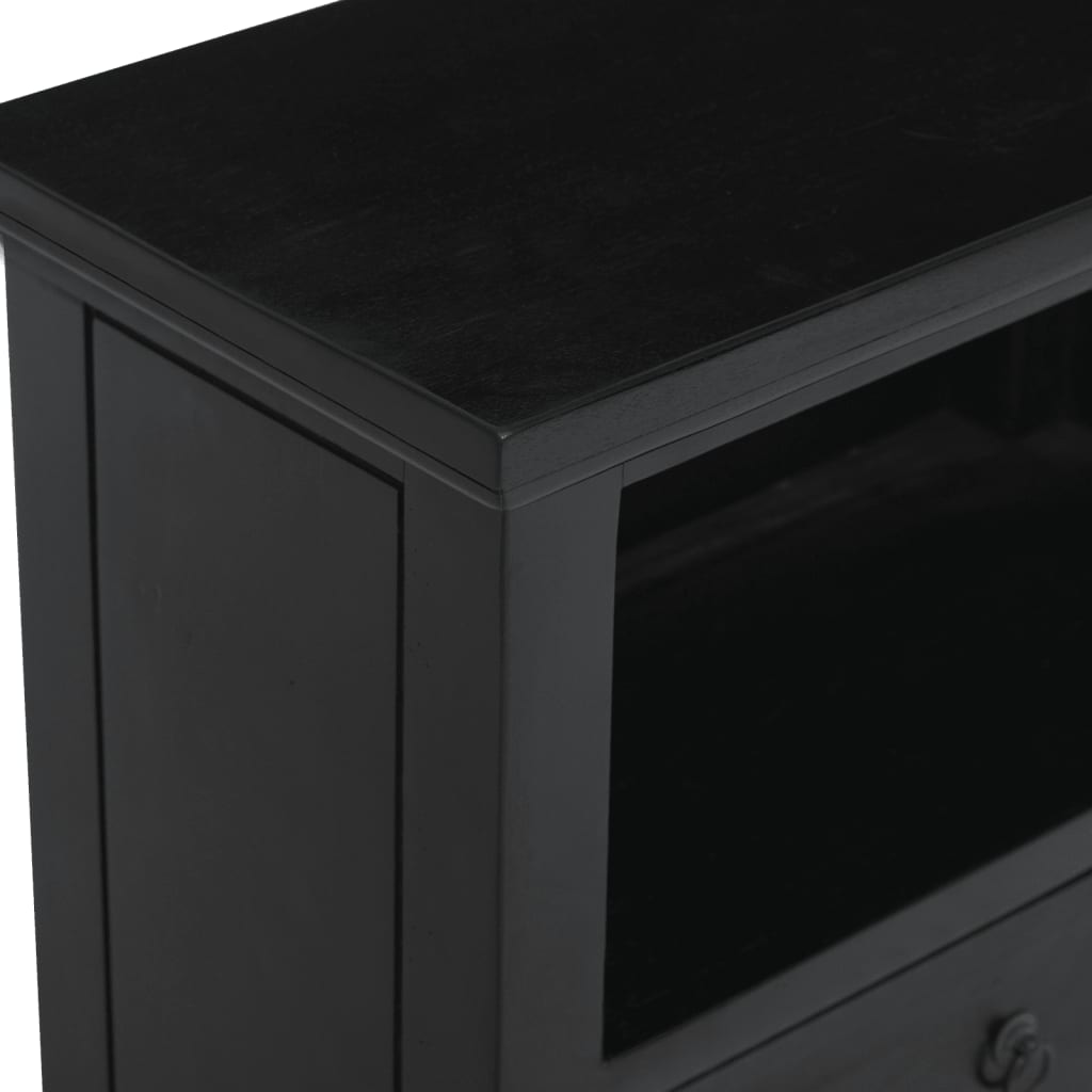 Comodino nero 60x30x75 cm in legno massello di mogano