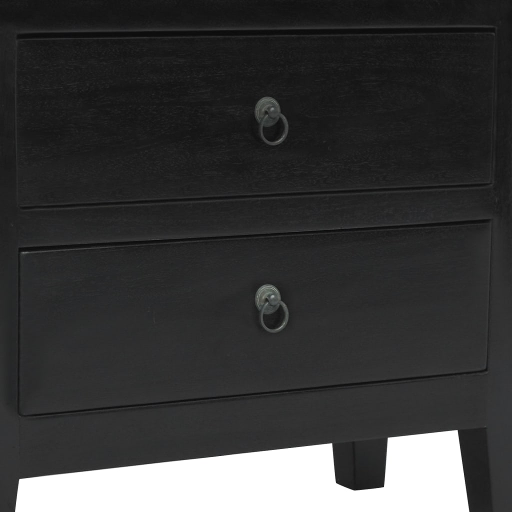 Black bedside table 60x30x75 cm solid mahogany wood