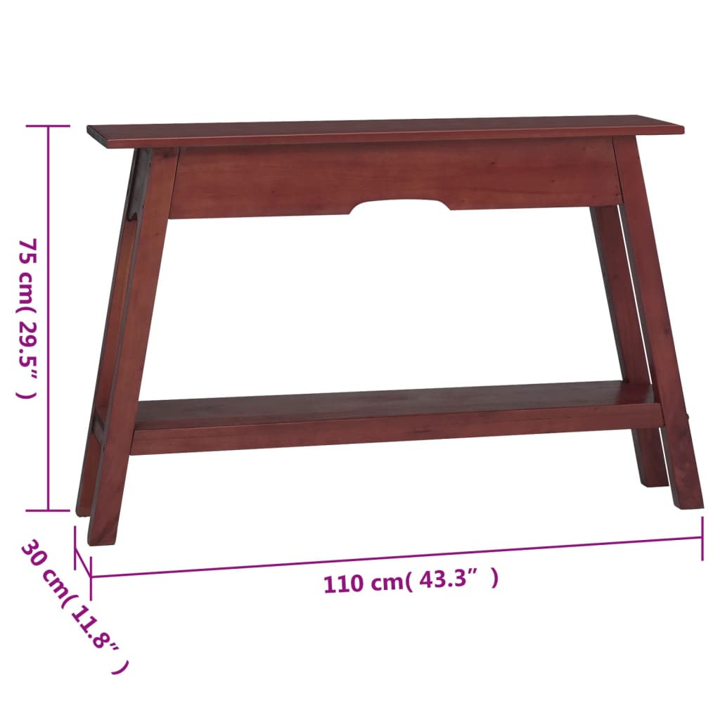 Table console marron 110x30x75 cm bois massif d'acajou