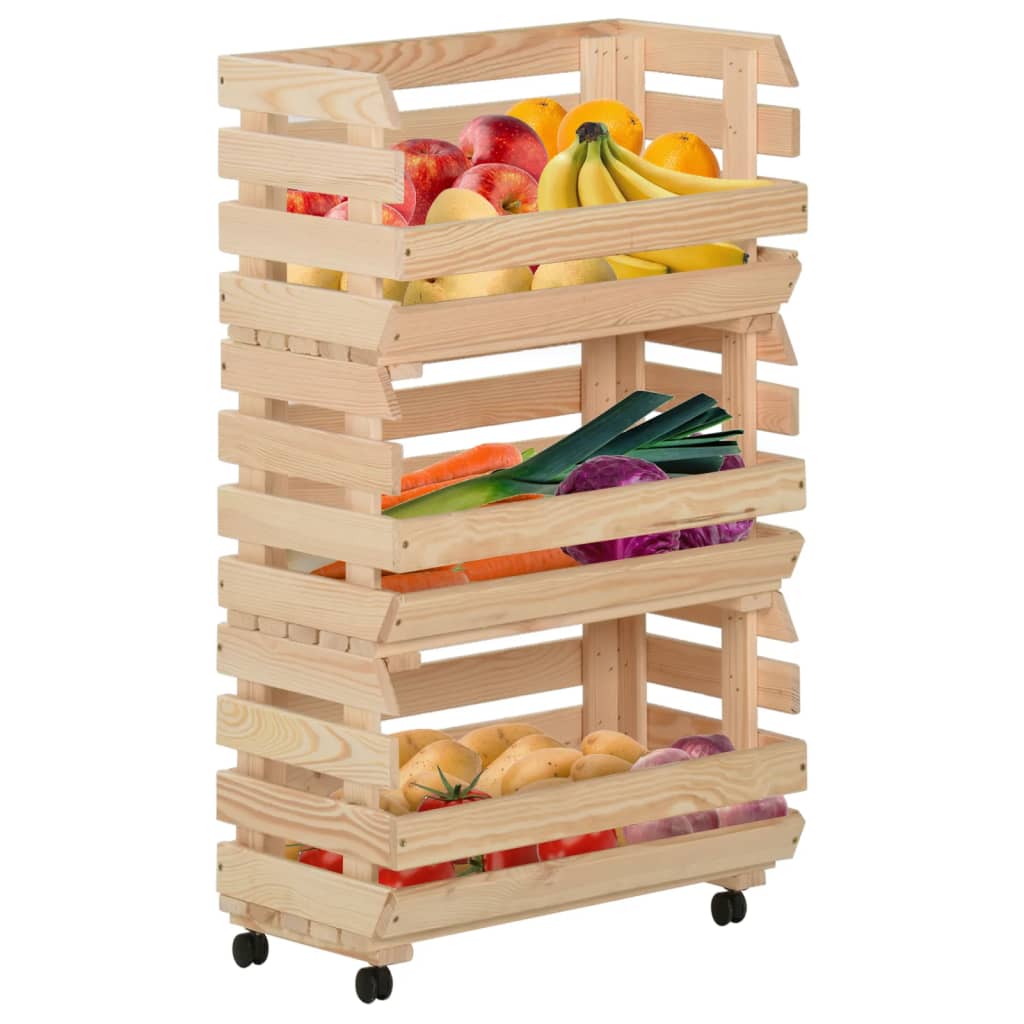 Vegetable cart 37x30x80 cm solid pine wood