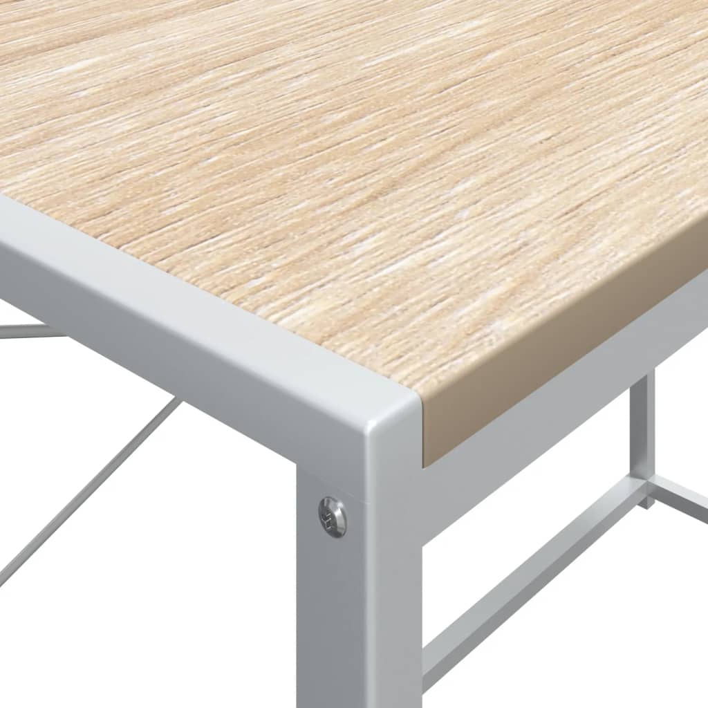 White and oak computer desk 110x60x138 cm Agglomerated