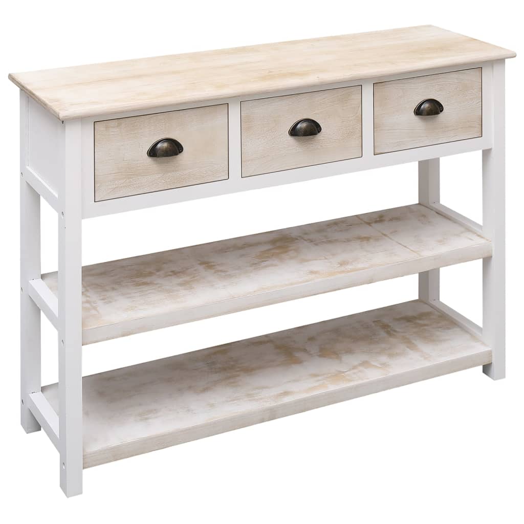 Weißes und braunes Buffet 108x30x76 cm massive Paulownia Wood