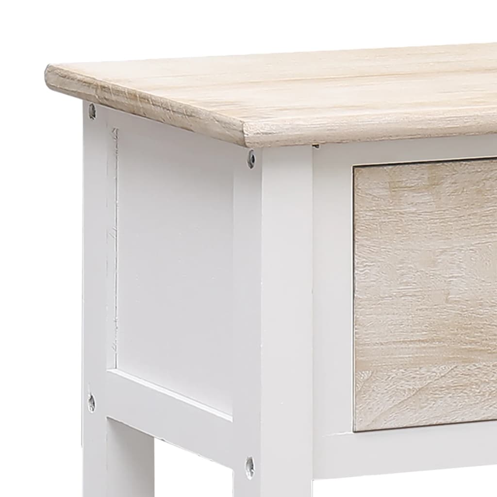 Buffet Blanc et marron 108x30x76 cm Bois de Paulownia massif