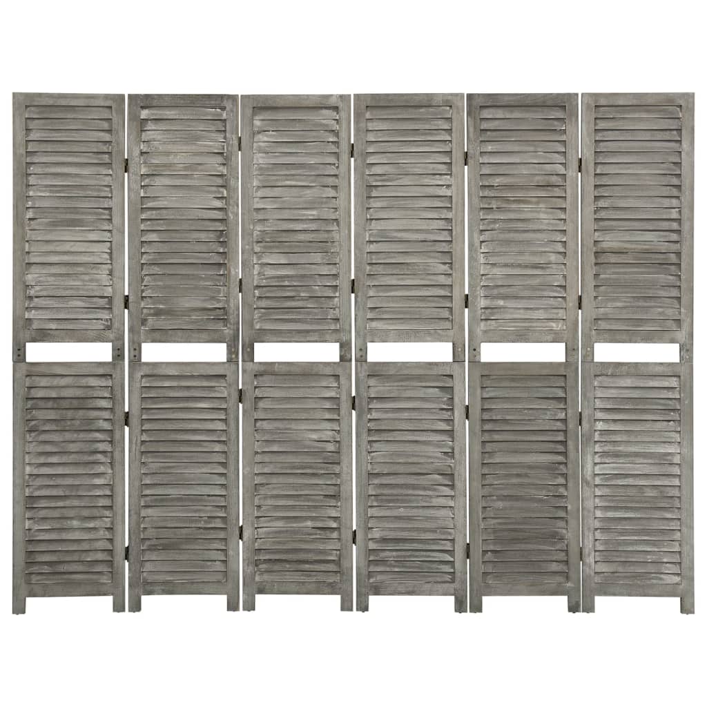 Separation partition 6 gray panels 214x166 cm solid wood