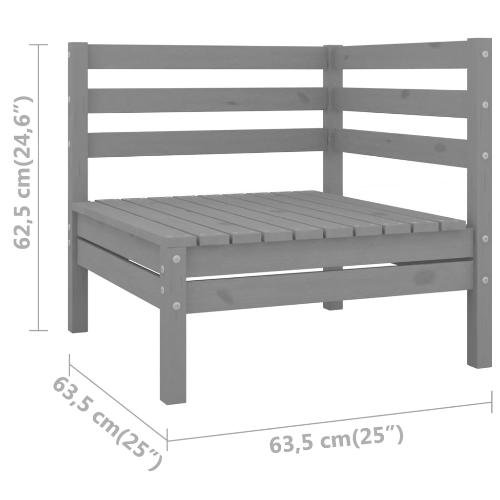 Solid pine wood gray garden sofa