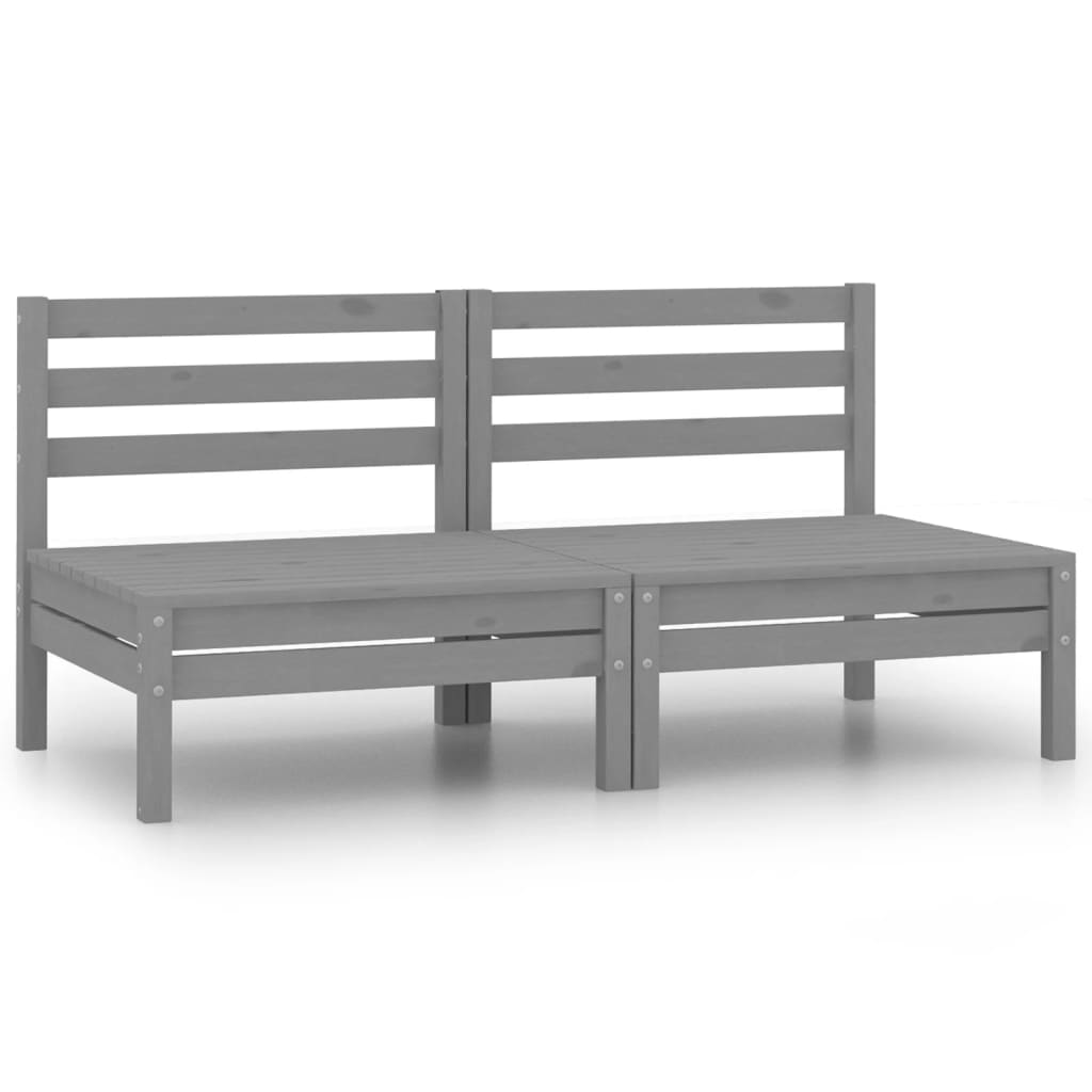 Central garden sofas 2 pcs gray solid pine wood