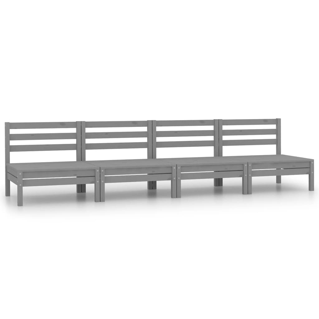 Central garden sofas 4 pcs gray solid pine wood